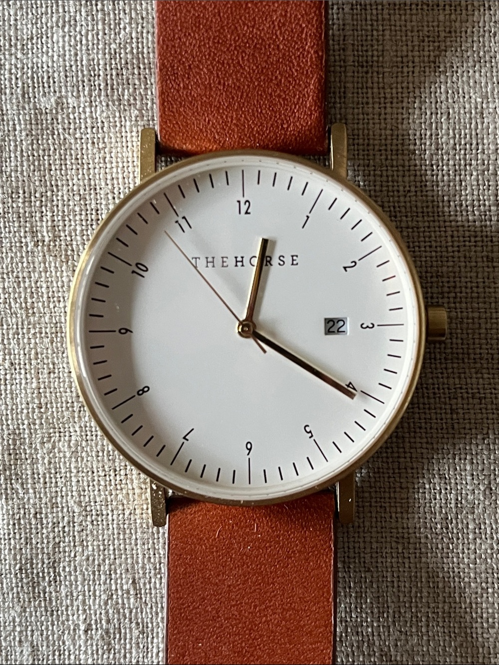 The Horse D Series Brushed Gold Tan Leather Watch - Picture 3 of 8